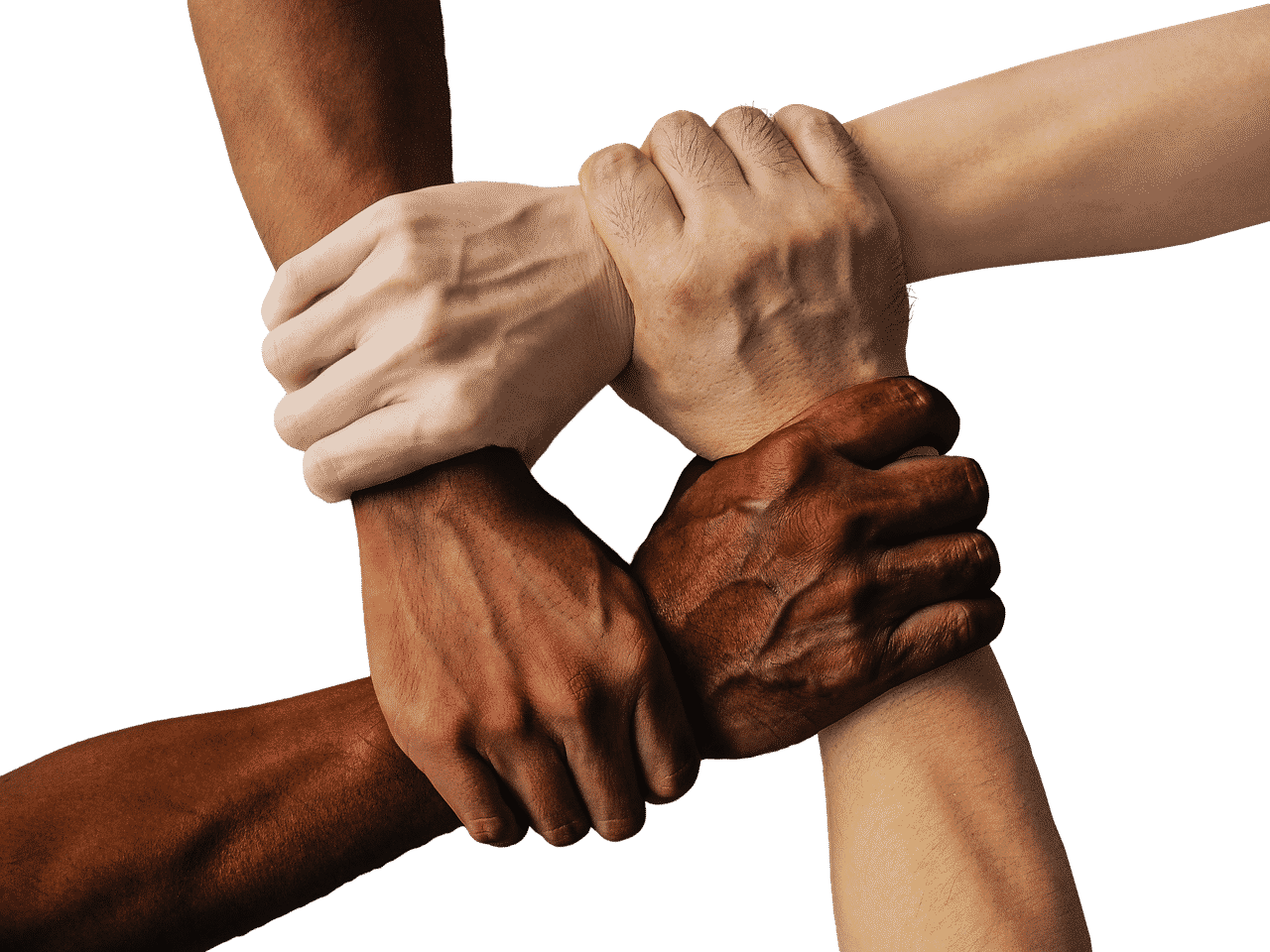 Économie sociale et solidaire, mains entrecroisées